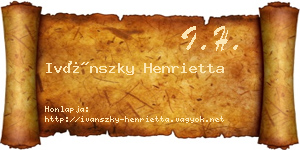Ivánszky Henrietta névjegykártya